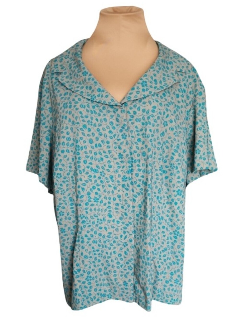 Vintage Maggie McNaughton NWT 2X Aqua Floral Blouse Tie‎ Back Career Church Y2K